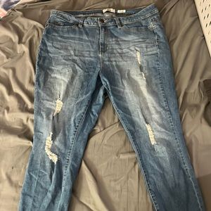 distressed denim jeans